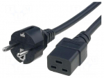Cable | CEE 7/7 (E/F) plug,IEC C19 female | 2m | black | PVC | 16A