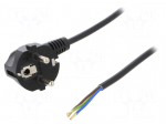 Cable | SCHUKO plug,CEE 7/7 (E/F) plug angled,wires | 5m | black