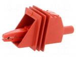 Crocodile clip | 20A | red | Grip capac: max.25mm | Socket size: 4mm