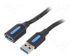 Cable | USB 3.0 | USB A socket,USB A plug | nickel plated | 2m | black
