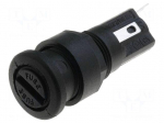 Fuse holder | 5x20mm | 250V | on panel | black | UL94V-0 | polyester
