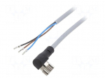 Cable: for sensors/automation | M8 | PIN: 3 | angled | 2.5m | plug | 60VDC