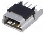 Connector: USB B mini | socket | on PCBs | THT | PIN: 5 | straight