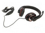 Headphones with microphone | black,red | USB A | headphones | 2m