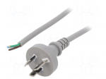 Cable | 3x0.75mm2 | AS/NZS 3112 (I) plug,wires | PVC | 1.8m | grey | 10A