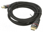 Cable | HDMI plug,both sides | PVC | textile | HDMI 1.4 | 1.8m | black