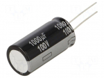 Capacitor: electrolytic | THT | 1000uF | 100VDC | &Oslash;18x35.5mm | &plusmn;20%