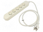Extension lead | 3x1.5mm2 | 1.5m | PVC | white | Sockets no: 5 | 16A | PRO