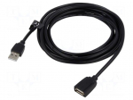 Cable | USB 3.0 | USB A socket,USB A plug | nickel plated | 3m | black