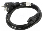 Cable | CEE 7/7 (E/F) plug,IEC C5 female | PVC | Len: 1.8m | black