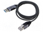 Cable | slim,USB 3.0 | RJ45 plug,USB A plug | nickel plated | 1m