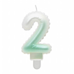 GoDan Ballon type Cake Candle topper Number 2 (7cm) White/Green Ombre