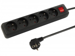 Uued tooted // 98-747# Przedłużacz sieciowy pr-570wsp 5-gniazd z uziemieniem+wyłącznik 3m czarny (3x1,5mm)
