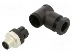 Connector: M12 | plug | PIN: 3 | angled | IP67 | screw | for cable