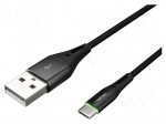 Cable | USB 2.0 | USB A plug,USB C plug | nickel plated | 1m | black