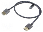 Cable | HDMI plug,both sides | PVC | textile | 0.5m | black-grey