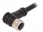 Connector: M8 | female | PIN: 5 | 1.5A | 30V | IP67 | angled | for cable