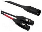 Cable | XLR male 3pin,XLR female 3pin x2 | 1m | black | PVC