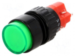 Switch: push-button | Pos: 2 | SPDT | 3A/220VAC | 2A/24VDC | ON-ON | green