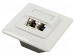 Wall socket | white | plaster embedded | IEEE 802.3at | Cat 5e | 8p8c