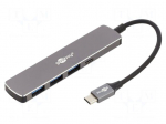 Hub USB | USB A socket x3,USB C socket,USB C plug | USB 3.2 | grey