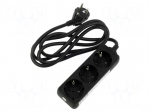 Extension lead | 3G1.5mm2 | 1.5m | PVC | black | Sockets no: 3 | 16A