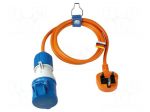 Extension lead | 3G1.5mm2 | 1.5m | PVC | orange | Sockets no: 1 | 13A