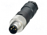 Connector: M8 | PIN: 3 | 4A | 48V | IP67 | straight | unshielded | plug