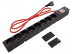 Plug socket strip: protective | Sockets: 8 | 250VAC | 16A | black