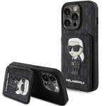 Karl Lagerfeld KLHCP15XSAKKNSCK iPhone 15 Pro Max 6.7" czarny|black hardcase Saffiano Cardslots and Stand Monogram Ikonik Patch