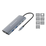 HUB USB Conceptronic CONCEPTRONIC 10-&uuml;hes dokk USB-C-> HDMI, 2xUSB-C, 3xUSB-A, SD lugeja