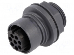 Connector: circular | socket | female | PIN: 8 | w/o contacts | UL94V-0