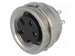 Connector: M16 | socket | female | soldering | PIN: 4 | 5A | 300V | IP40
