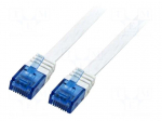 Patch cord | U/UTP | 5e | stranded | CCA | PVC | white | 15m | 30AWG