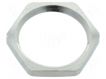 Nut | PG11 | brass | nickel | Thk: 3mm | Spanner: 21mm | Thread: PG