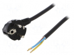 Cable | SCHUKO plug,CEE 7/7 (E/F) plug angled,wires | 2m | black