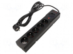 Plug socket strip: protective | Sockets: 5 | 250VAC | 10A | black | 5m