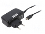Power supply: switching | mains,plug-in | 5VDC | 3A | 15W | Out: USB C
