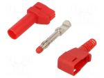 Laboratory connector: 4mm banana | plug | 32A | red | nickel plated