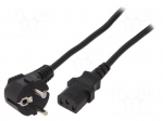 Cable | 3x1mm2 | CEE 7/7 (E/F) plug angled,IEC C13 female | PVC | 3m