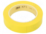 Tape: marking | yellow | L: 33m | W: 25mm | Thk: 0.13mm | 2.5N/cm | 130%