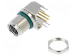 Connector: M8 | female | PIN: 5 | 1.5A | 30V | IP68 | angled 90&deg; | on PCBs
