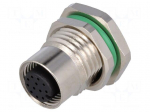 Connector: M12 | socket | PIN: 12 | female | 30V | straight | IP67 | THT