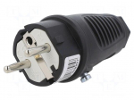 Connector: AC supply | male | plug | 2P+PE | 250VAC | 16A | Colour: black