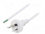Cable | 3x0.75mm2 | AS/NZS 3112 (I) plug,wires | PVC | 1.8m | white