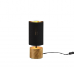 TRIO-Lighting Woody table lamp 12 cm round E14 black/wood gaismeklis