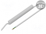 Wire: coiled | 3G1mm2 | unshielded | PUR | white | 300V,500V | 0.3m | 1.05m