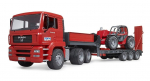 Auto MAN TGA with low-bed semitrailer and telehandler Manitou MLT 633 Bruder
