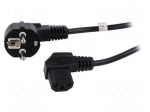 Cable | 3x1mm2 | PVC | 3m | black | 16A | 250V | Type: UNI-Schuko plug