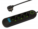 Elektrimaterjalid // Elektri laiendid, Pikendusjuhtmete, hajutuste ja UK ja USA adapterite komplekt // 98-215# Przedłużacz sieciowy ps-350 3-gniazda 3xusb 5m czarny 3x1mm